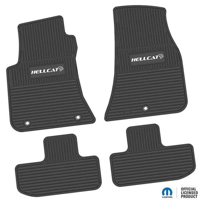 FlexTread 11-24 Dodge Challenger RWD Floor Mats (4pc) w/ Hellcat Logo - Black / NGCV53038