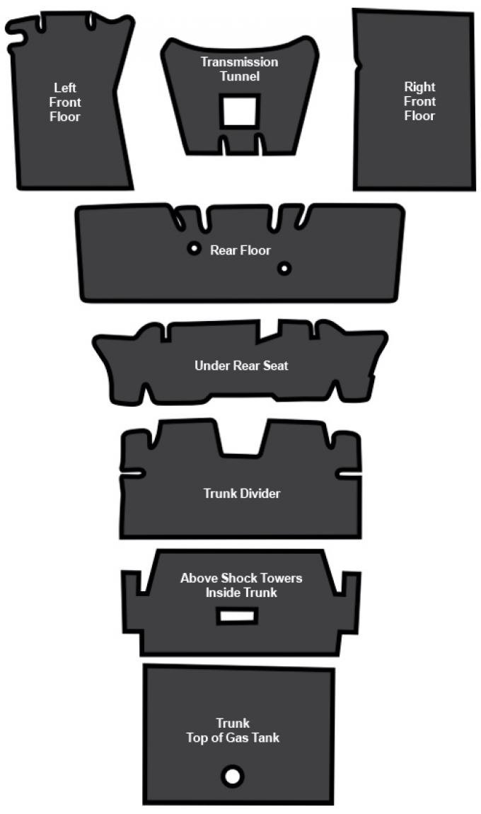 ACC 1965-1973 Ford Mustang Coupe Sound Deadener 8pc EVA