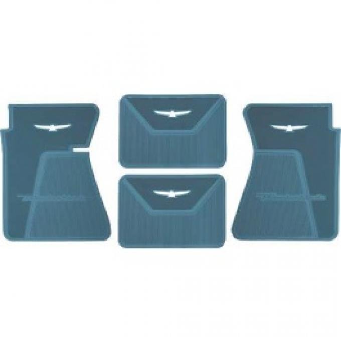 Ford Thunderbird Rubber Floor Mats, 4 Piece Set, Front & Rear, With White T-Bird, 1961-63