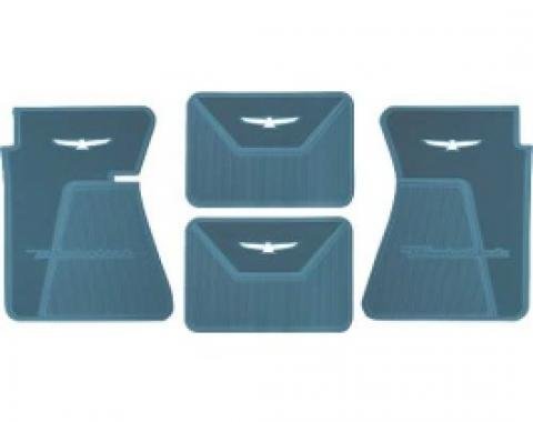 Ford Thunderbird Rubber Floor Mats, 4 Piece Set, Front & Rear, With White T-Bird, 1961-63