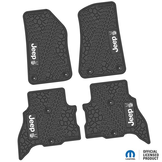 FlexTread 21-24 Jeep 4xe Floor Mats (4pc) w/ JEEP Peace Sign Logo NGTT46053