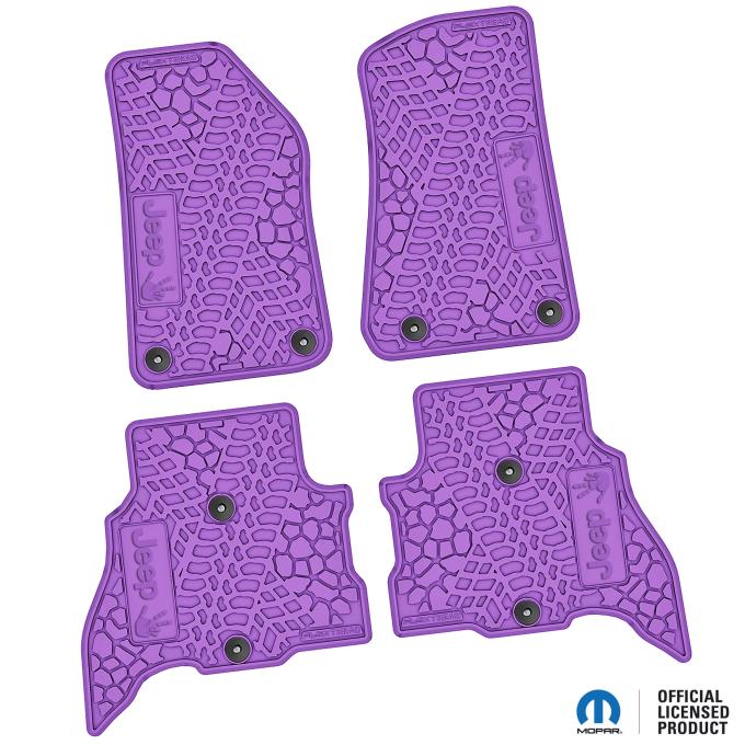 FlexTread 21-24 Jeep 4xe Floor Mats (4pc) w/ JEEP Wave Without Wheel Logo - Purple / Purple NGTT460660054