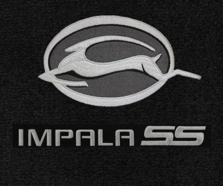 Impala Floor Mats, 2 Piece Lloyd® Velourtex™, with Impala Deer & SS Logo, Ebony Carpet, 2006-2013