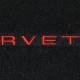 Corvette Floor Mats, 2 Piece Lloyd® Velourtex™, with Silver 74-74 Corvette Logo, Black Carpet, 1968-1982