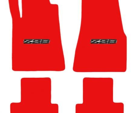 Camaro Floor Mats, 4 Piece Lloyd® Velourtex™, with Z28 Logo in Black, Red Carpet, 1982-1992