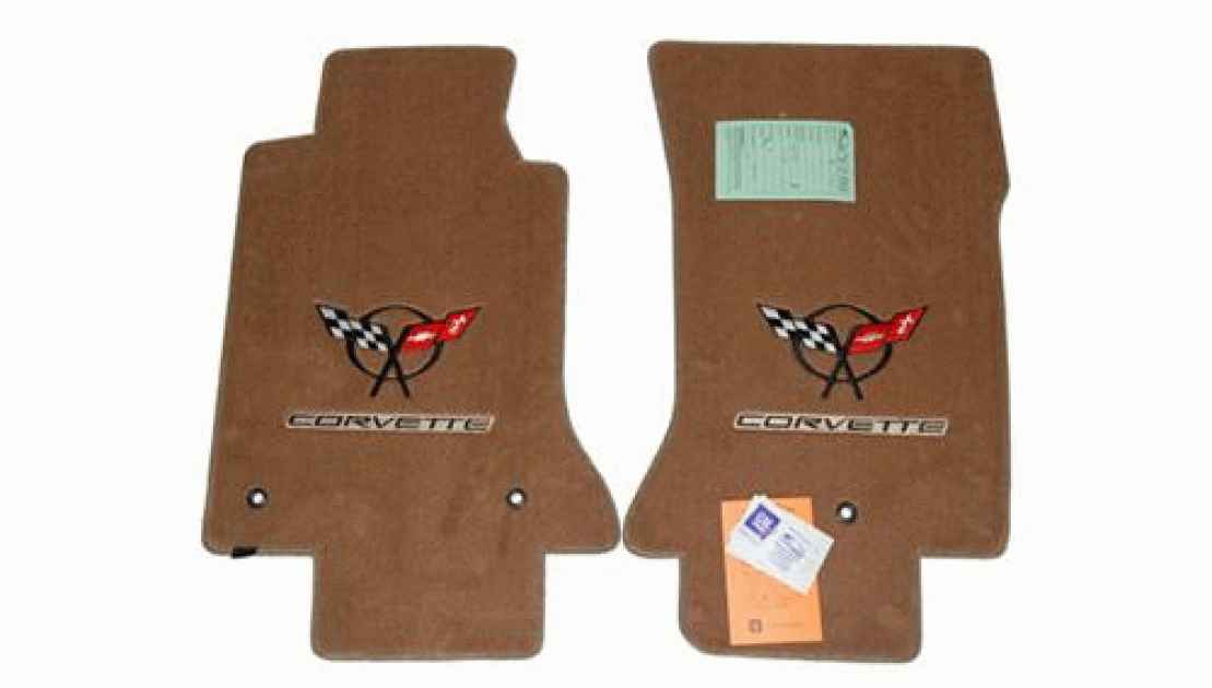 Corvette Floor Mats, 2 Piece Lloyd® Velourtex™, with Black Corvette