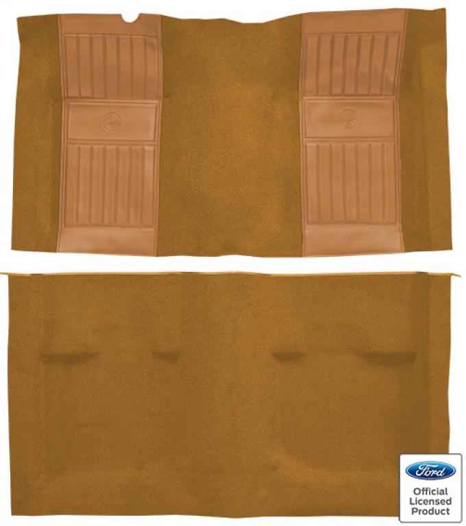 ACC 1971-1973 Ford Mustang Mach 1 with 2 Medium Saddle Running Pony Inserts without Shifter Cut Fastback Nylon Carpet